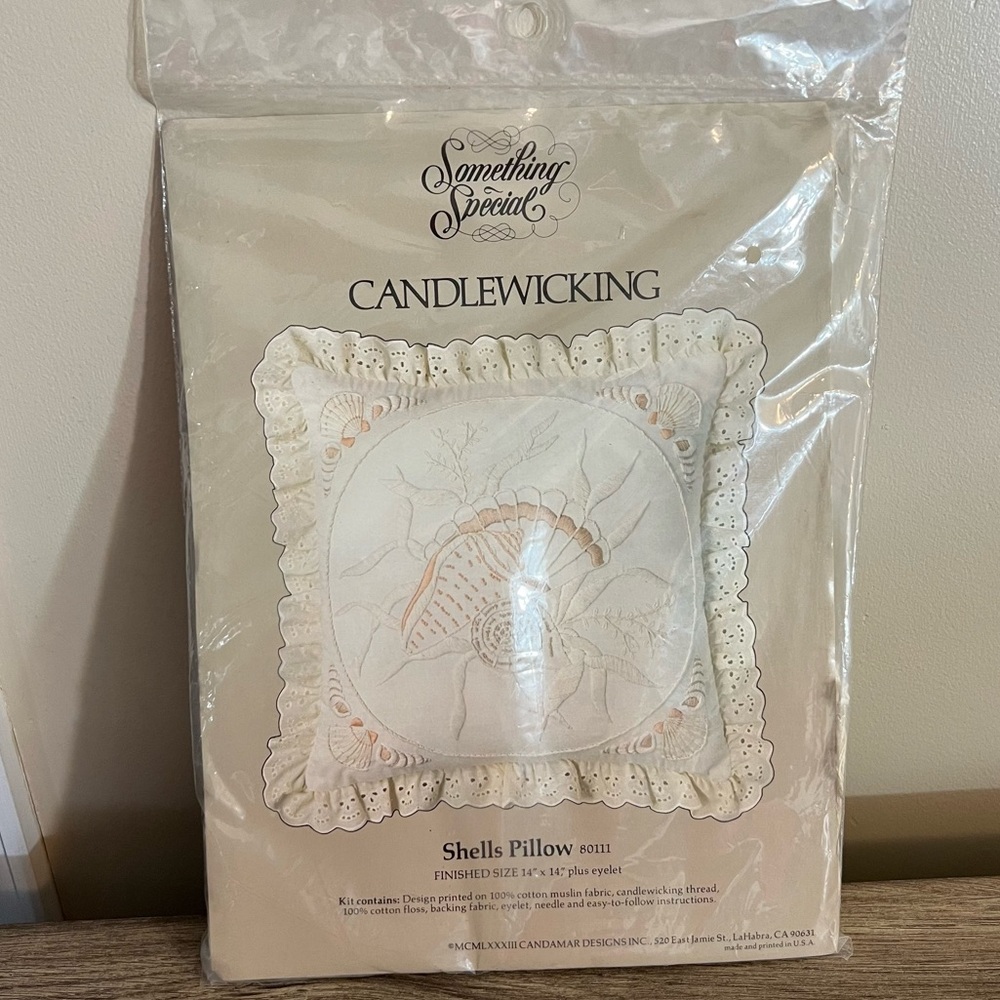 VTG Something Special Candlewicking Kit 80111 Shells Pillow 14x14” Beach SEALED